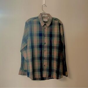 Pierre Cardin Size Large Vintage Blue and Red Checkered Plaid Shirt EUC.